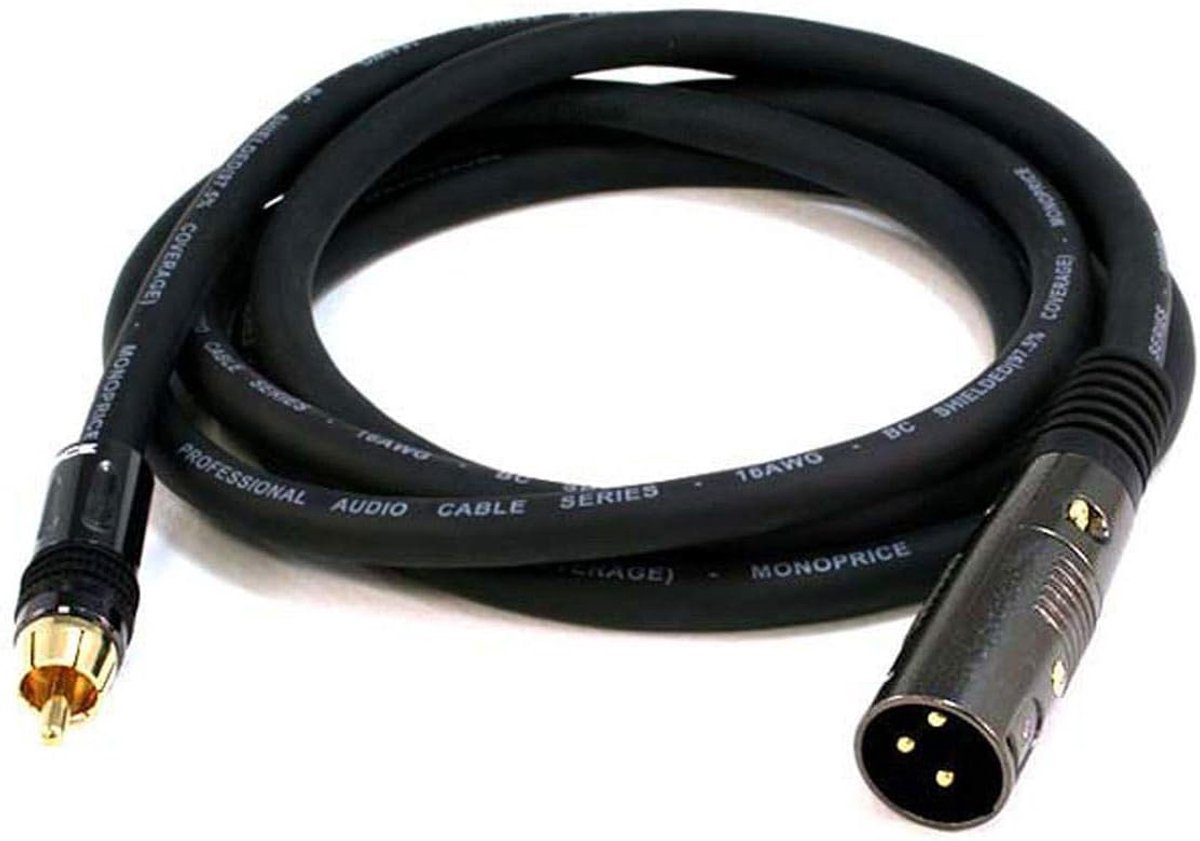 XLR naar RCA-kabel - 1,83M (6 ft) - Hoge kwaliteit met vergulde connectoren