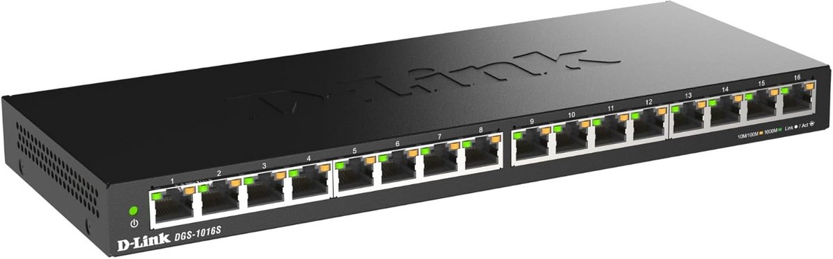 16-poorts Gigabit Switch - Geruisloos en Energiebesparend - Plug & Play Desktop - Robuuste Behuizing