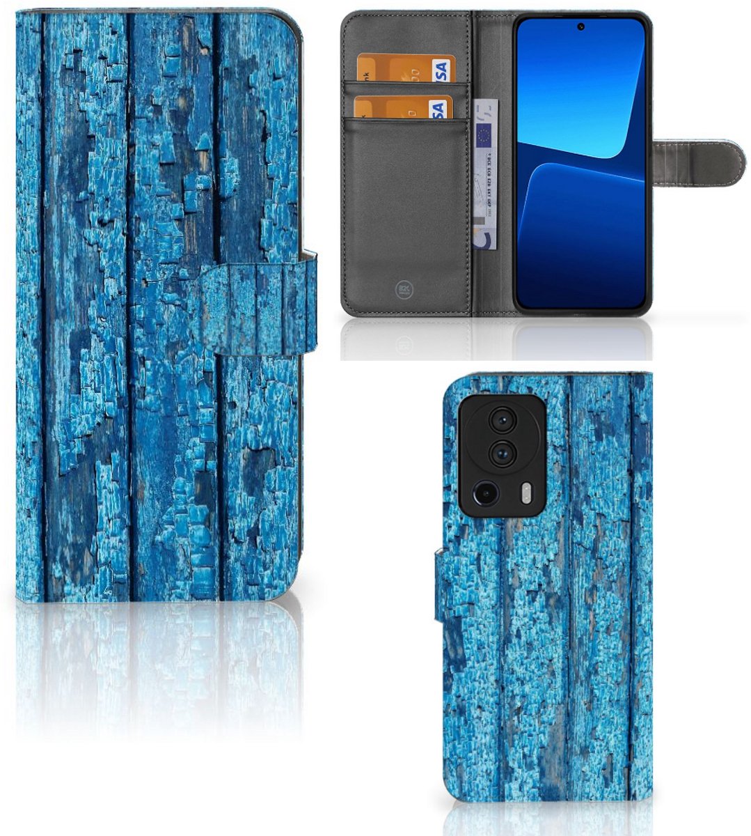 Xiaomi 13 Lite Book Style Case Wood Blue