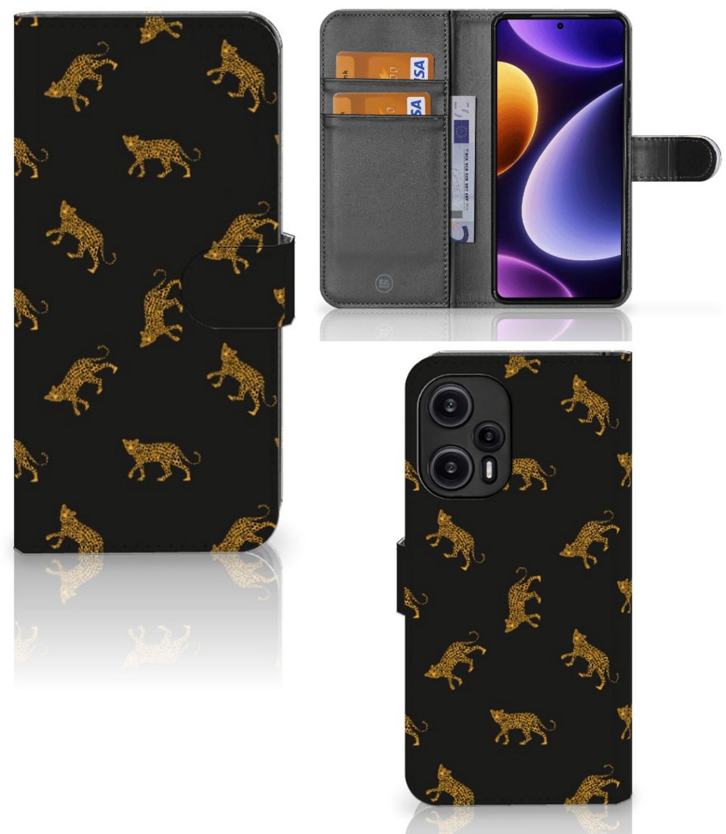 Telefoonhoesje met Pasjes voor Xiaomi Poco F5 Leopards