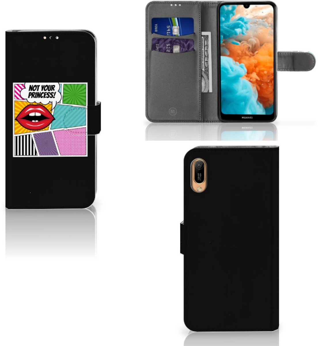 Huawei Y6 (2019) Wallet Case met Pasjes Popart Princess