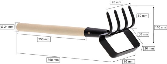 Mini hark met pendelhak, 95 mm, onkruid jager, tuingereedschap voor het verplanten van planten en mulchen, niveaus van aarde, tuinverzorging van MINI — afbeelding 5