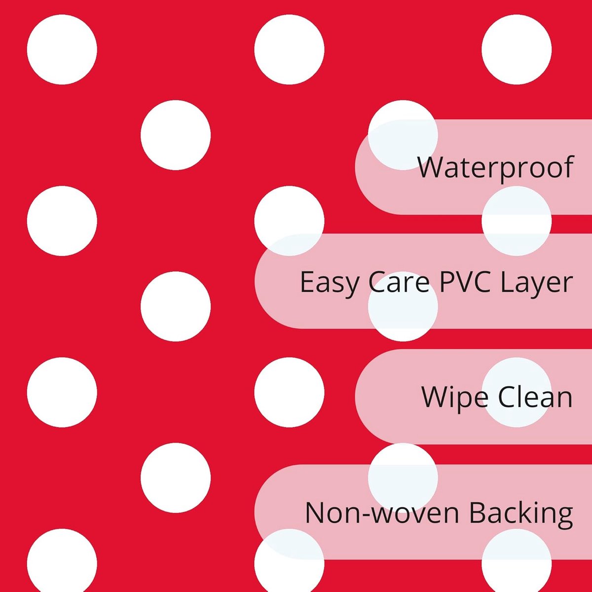 Afwasbaar Rechthoekig Tafelkleed 140 x 240 cm - Rood met Stippen