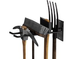 4 Pack Garage Storage Organizer - Heavy-Duty Steel Wall Hanger for Garden Tools - Shovel, Rake & Broom Mount Hooks - Overhead Storage Solution