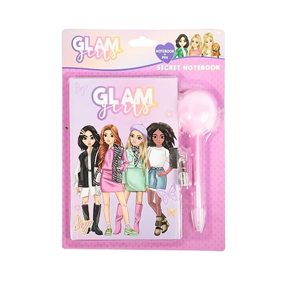 Glam Girls Team aandenkingsboek, afsluitbaar dagboek met pen