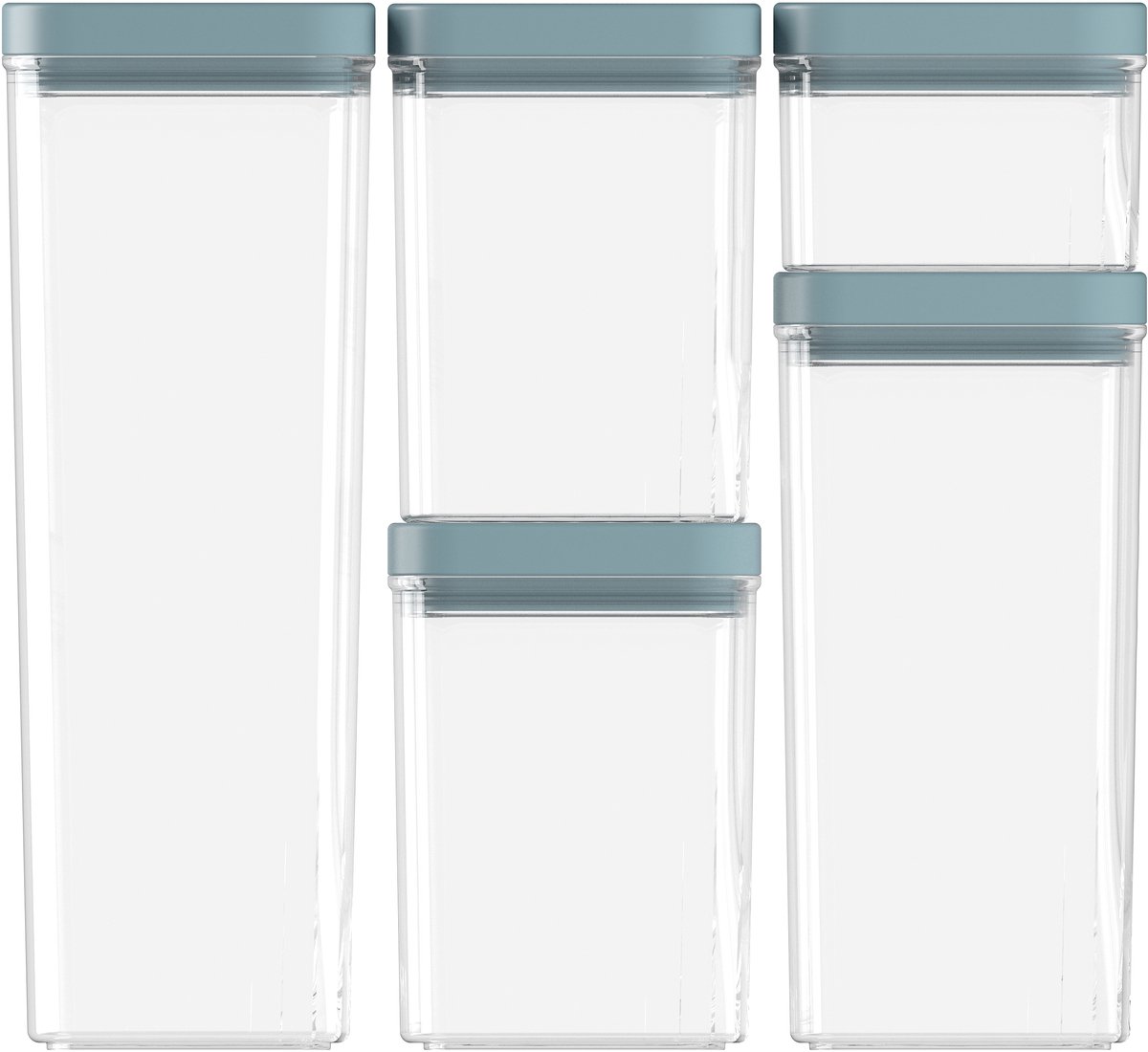 Curver Kara Voorraadbussen - Set 0,5L + 2x1,2L + 1,8L + 2,4 - Turquoise Blauw