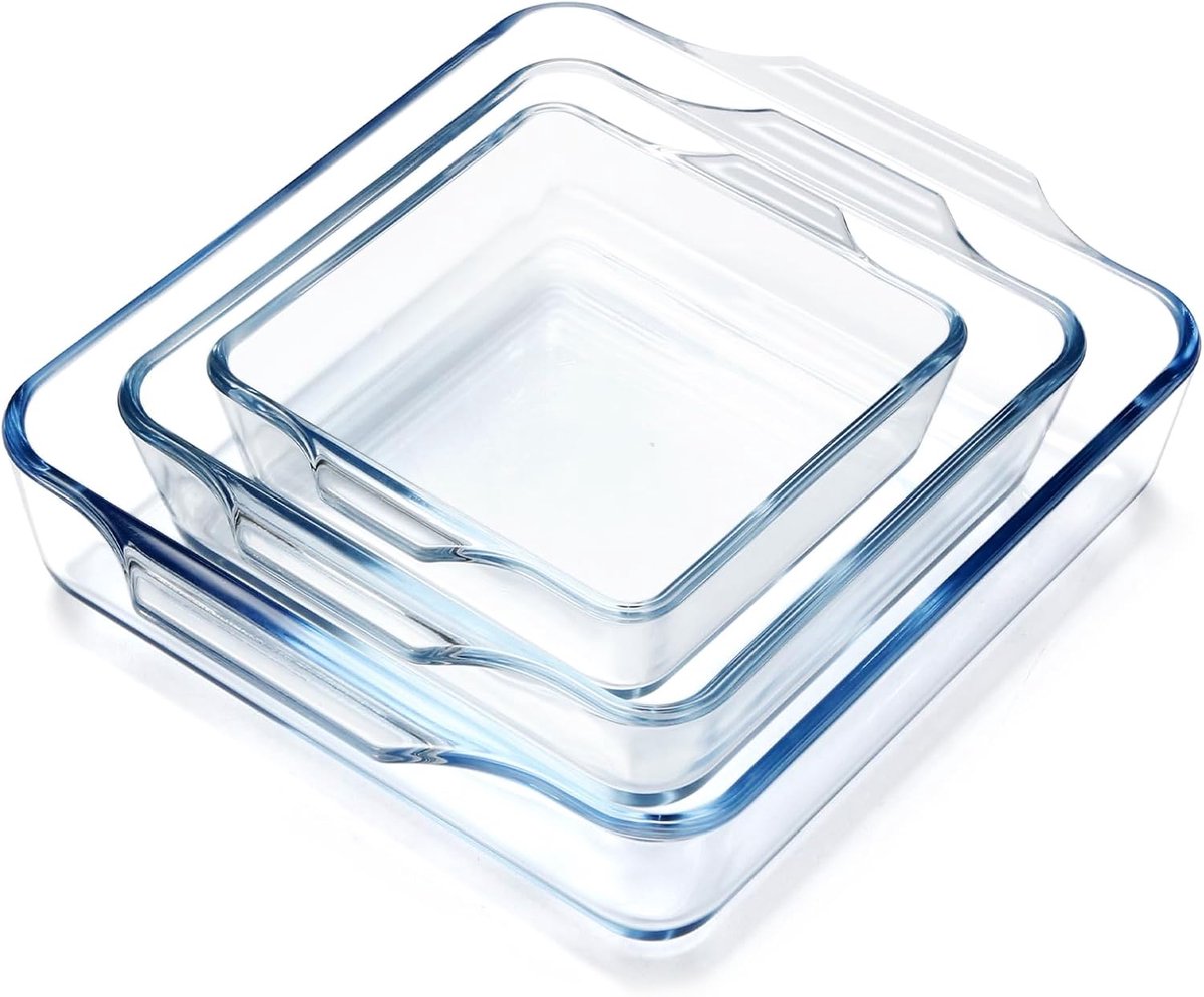 Set van 3 Kleine Ovenschalen van Borosilicaatglas - Ideaal voor Koken en Bakken