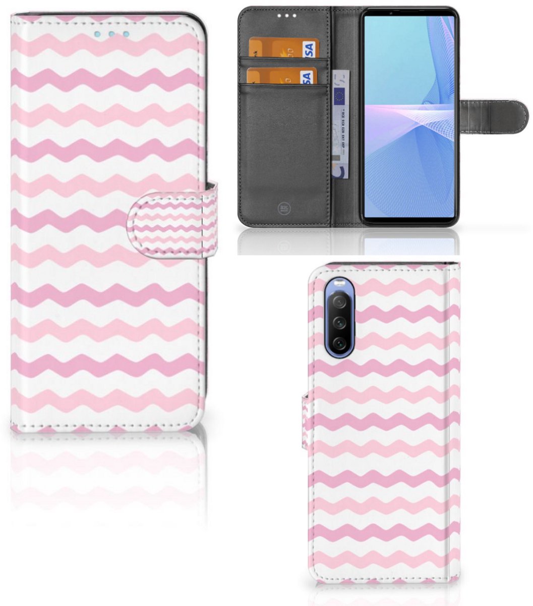Book Case voor Sony Xperia 10 III Telefoon Hoesje Waves Roze