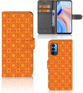 PU Premium Housse pour OPPO Reno 4 Pro 5G Portefeuille Batik Orange