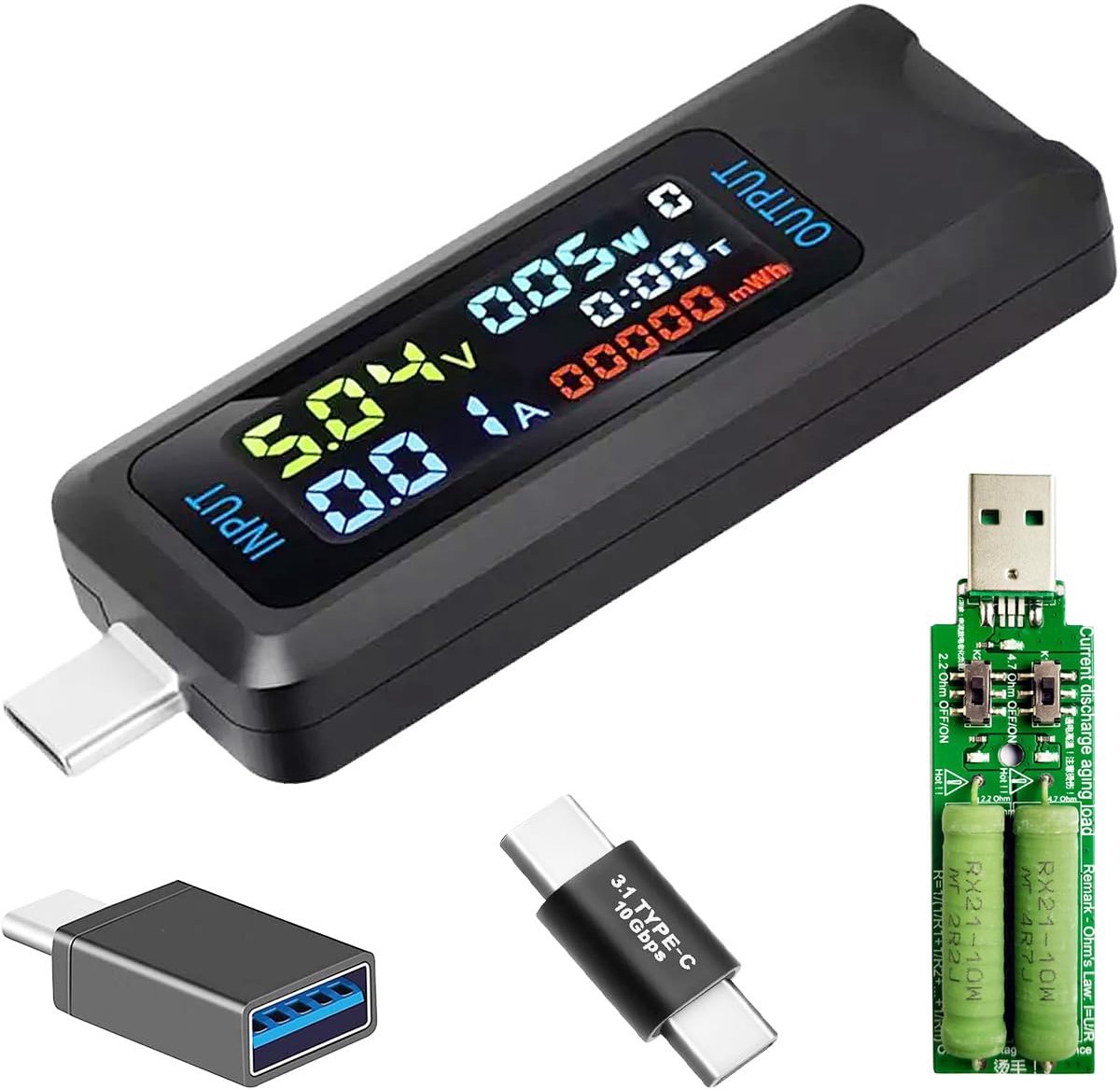 USB-tester type C - Digitale stroom- en spanningsmeter voor DC 4,5-36 V, 0-5 A