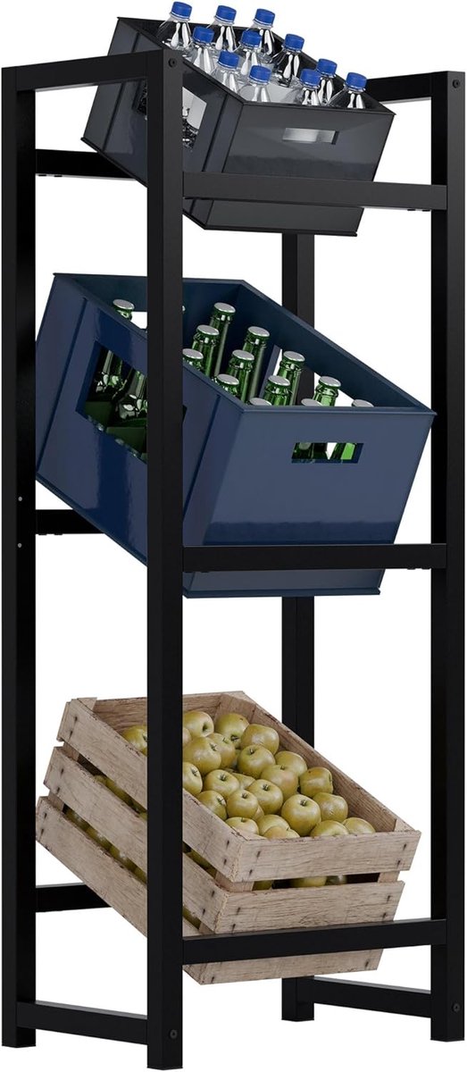 Stack Krattenrek - Zwart - 116x47x31 cm - Modern en Praktisch voor Drankflessen