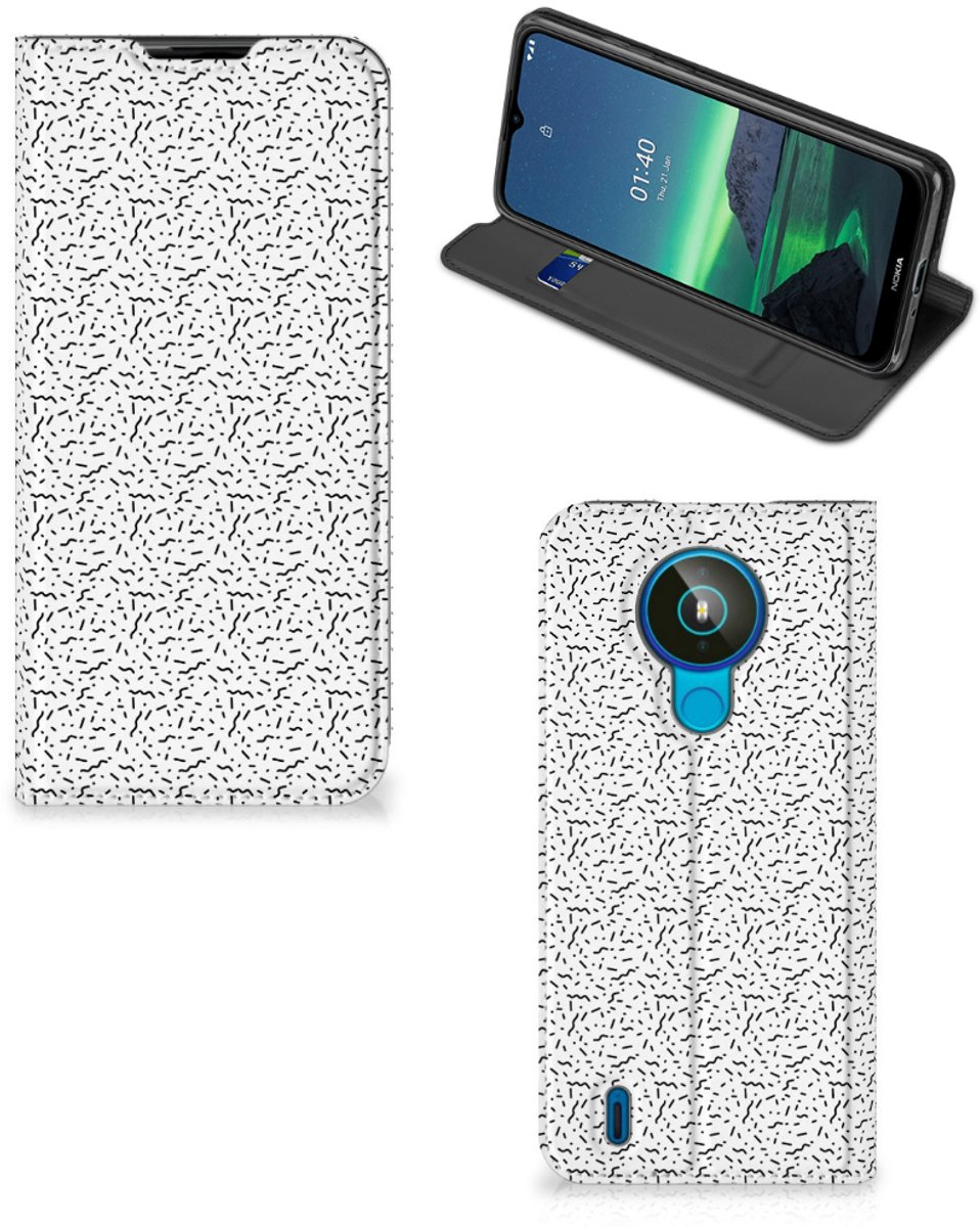 Book Case voor Nokia 1.4 Hoesje met Magneet Stripes Dots