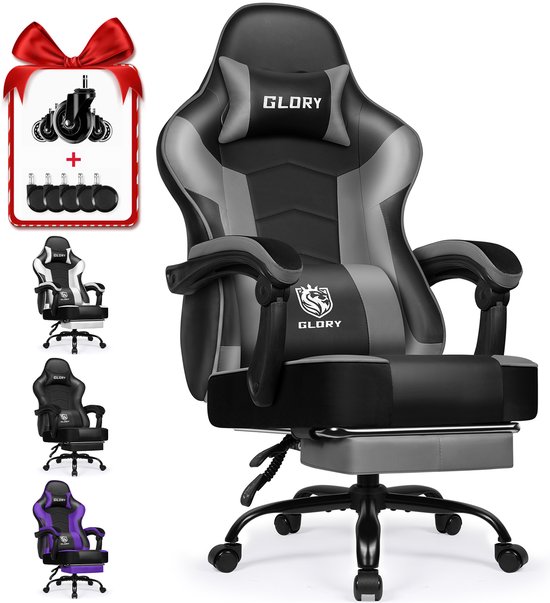 Hiaonyx Gaming Stoel met 170° Verstelbare Rugleuning - Zwart - Hiaonyx - €129,99