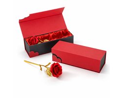 Gouden roos Rood in luxe geschenkverpakking | Bloemen |Verjaardagscadeau| Moederdag | Liefde | Rood | Kerstmis | Valentijnscadeau | Inclusief Giftbox