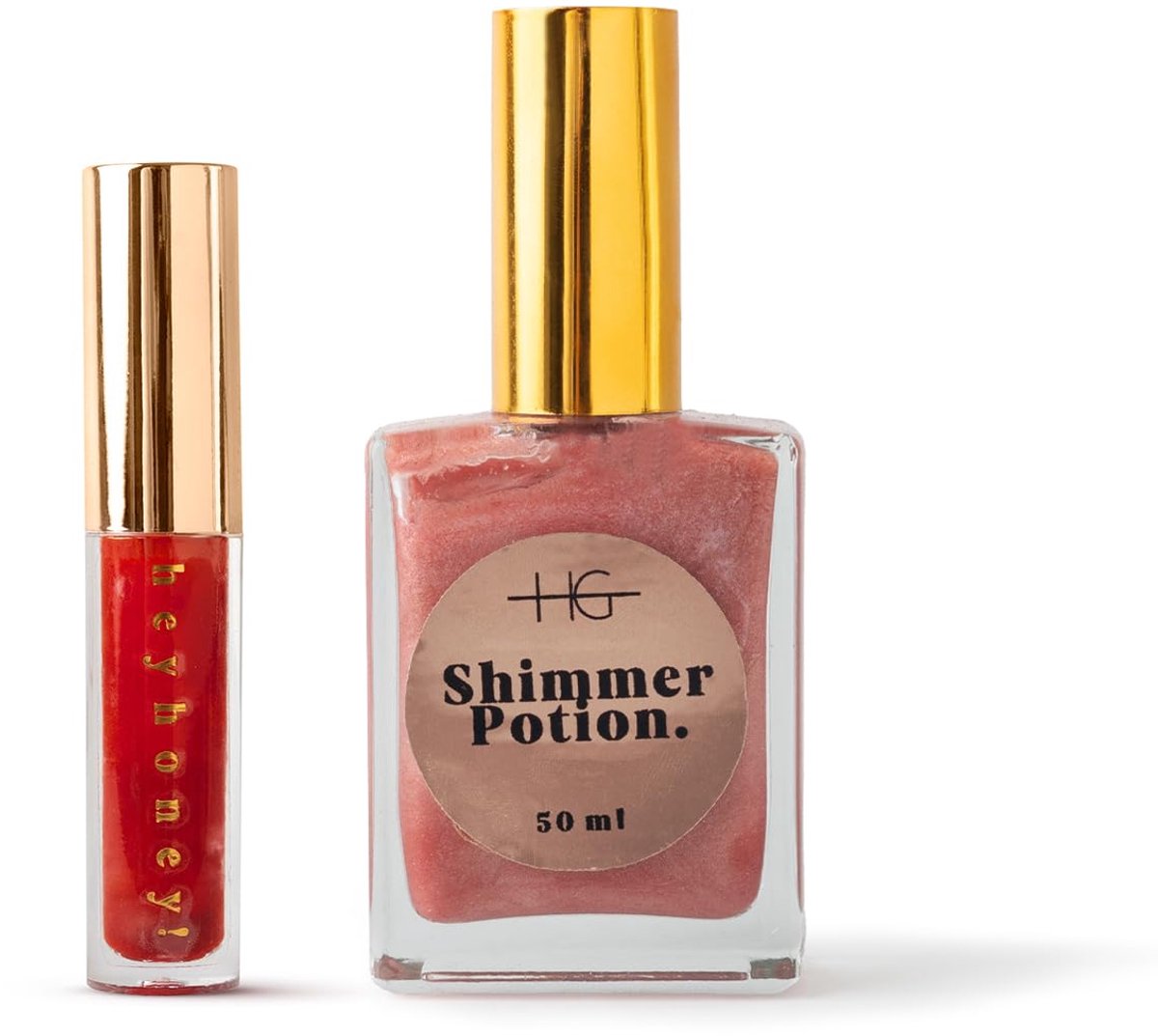 HG AESTHETICS Summer Shine Set – HeyHoney Lip Oil 10 ml + Elixir Shine Dry Oil 50 ml – Hydraterende Duo voor Stralende Lippen & Huid (Sunburst Pink + Watermelon Tint) - cadeautje vrouw