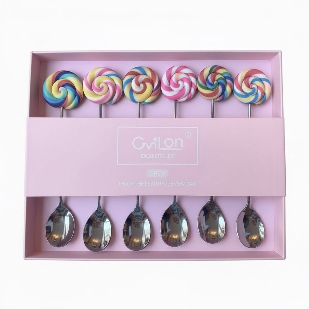 GviLon Theelepels set-van-6 Lolly RVS