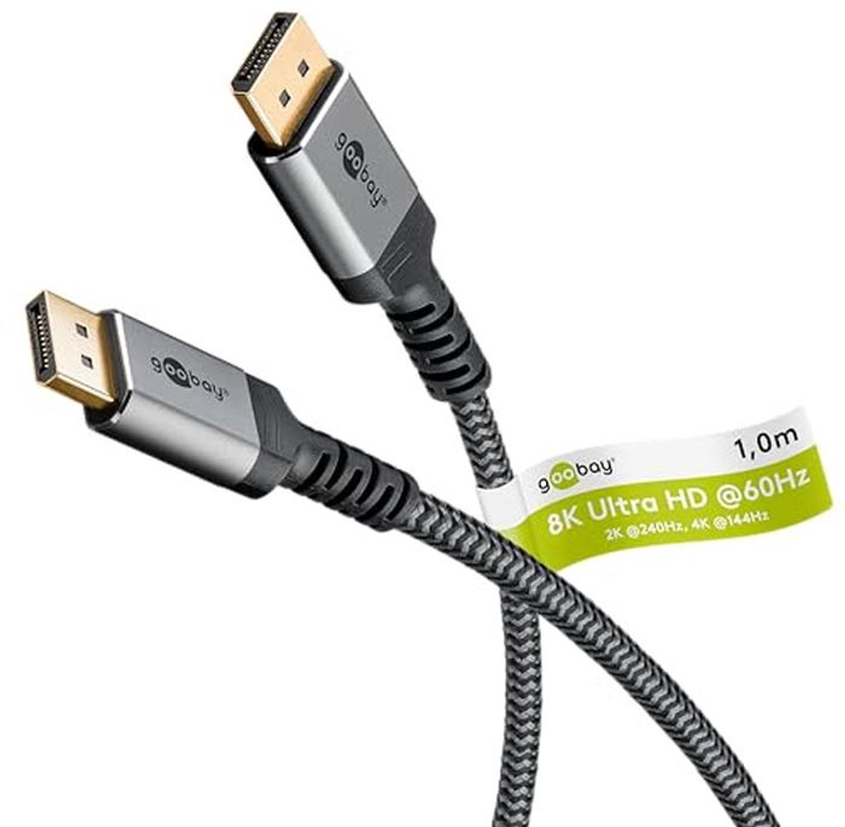 DisplayPort-kabel 1.4 tot 8K @ 60Hz, 32,4 Gbit/s voor Gaming en Videostreaming, 1m