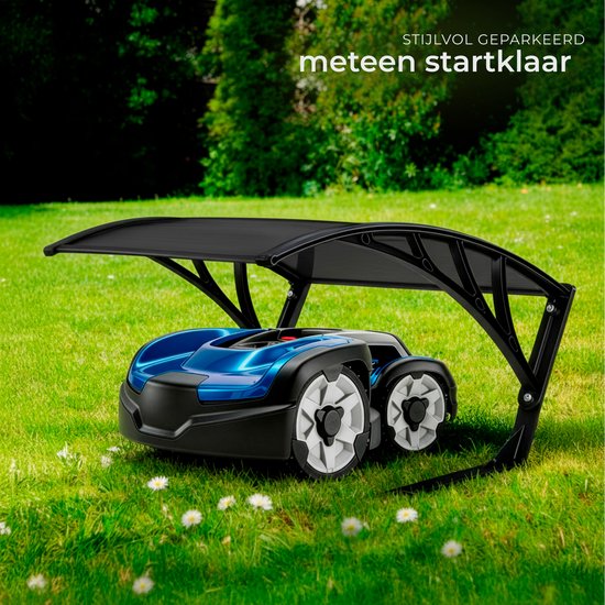 tectake® Garage voor Robotmaaier - Grasmaaier Carport - Robot Maaier Laadstation Afdak - Weerbestendig - 81 x 100 x 48 cm - Inclusief 4 Grondpennen - Zwart van Merkloos	 — afbeelding 5