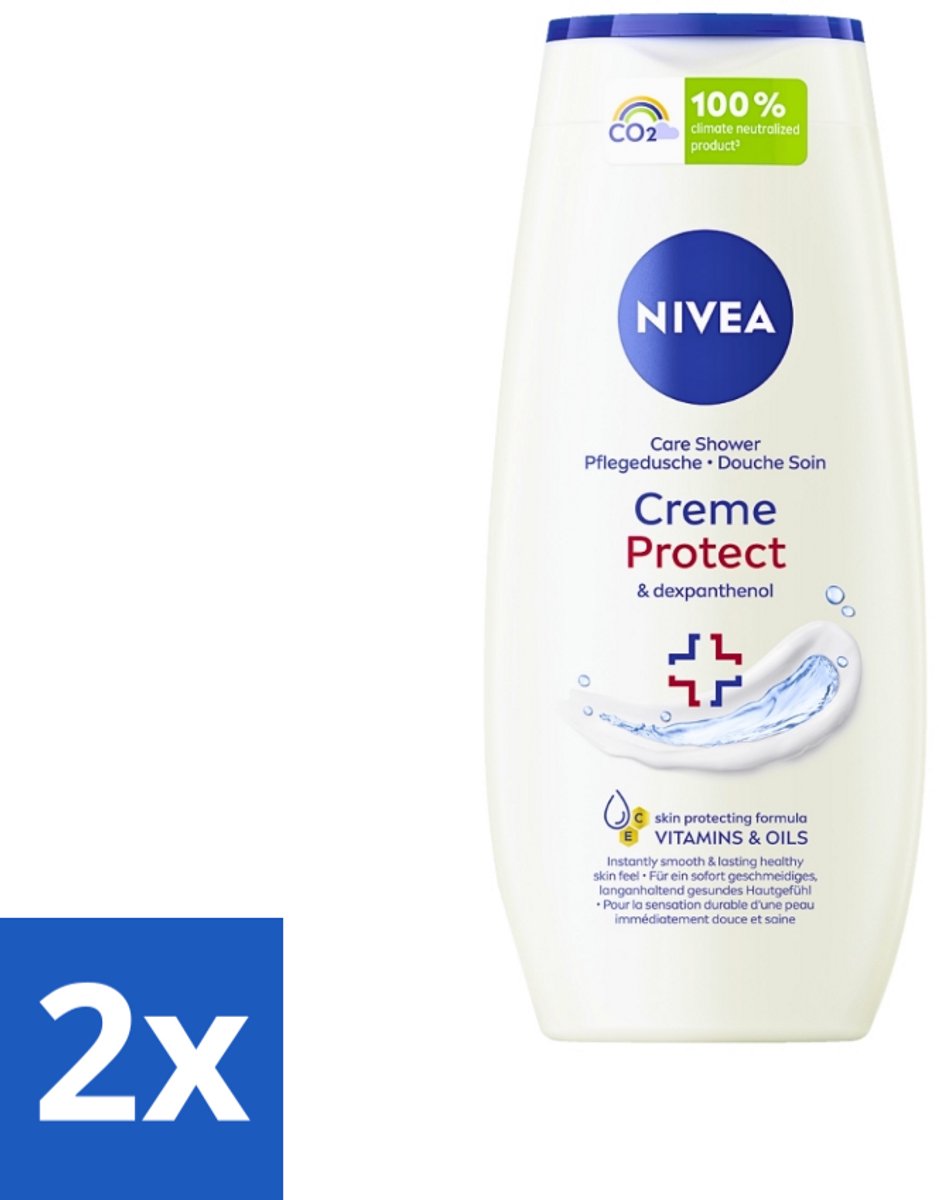 2 x Nivea - Douchegel - Crème Protect & Dexpantenol - Unieke Nivea Crème Geur - 250 ml - Douchegel - Huidverzorging - Vitamine C - Vitamine E - Dexpanthenol