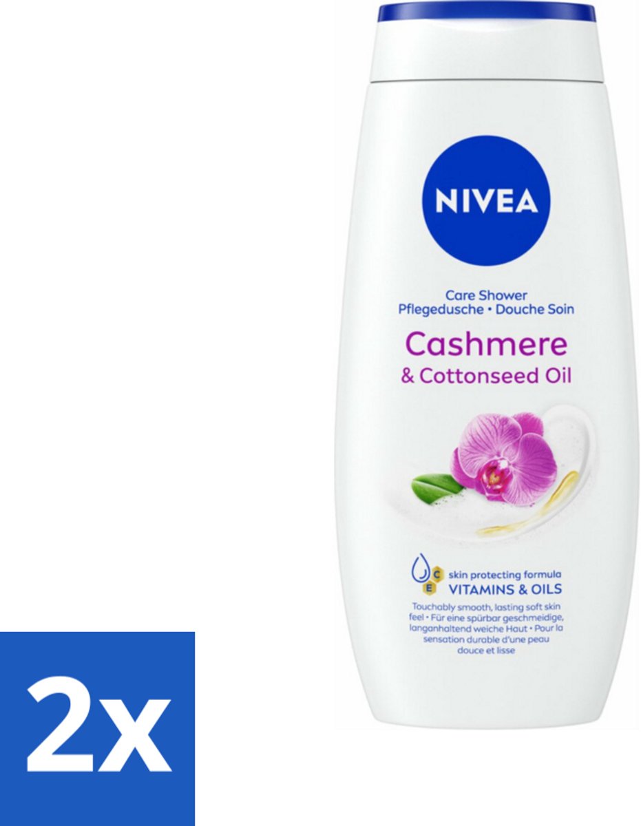 2 x NIVEA Douchecrème Cashmere & Cotton Seed Oil 250 ml - Douchegel - Cashmere Geur - Huid Verzorgen - Huid Beschermen - Hydraterende Douchegel