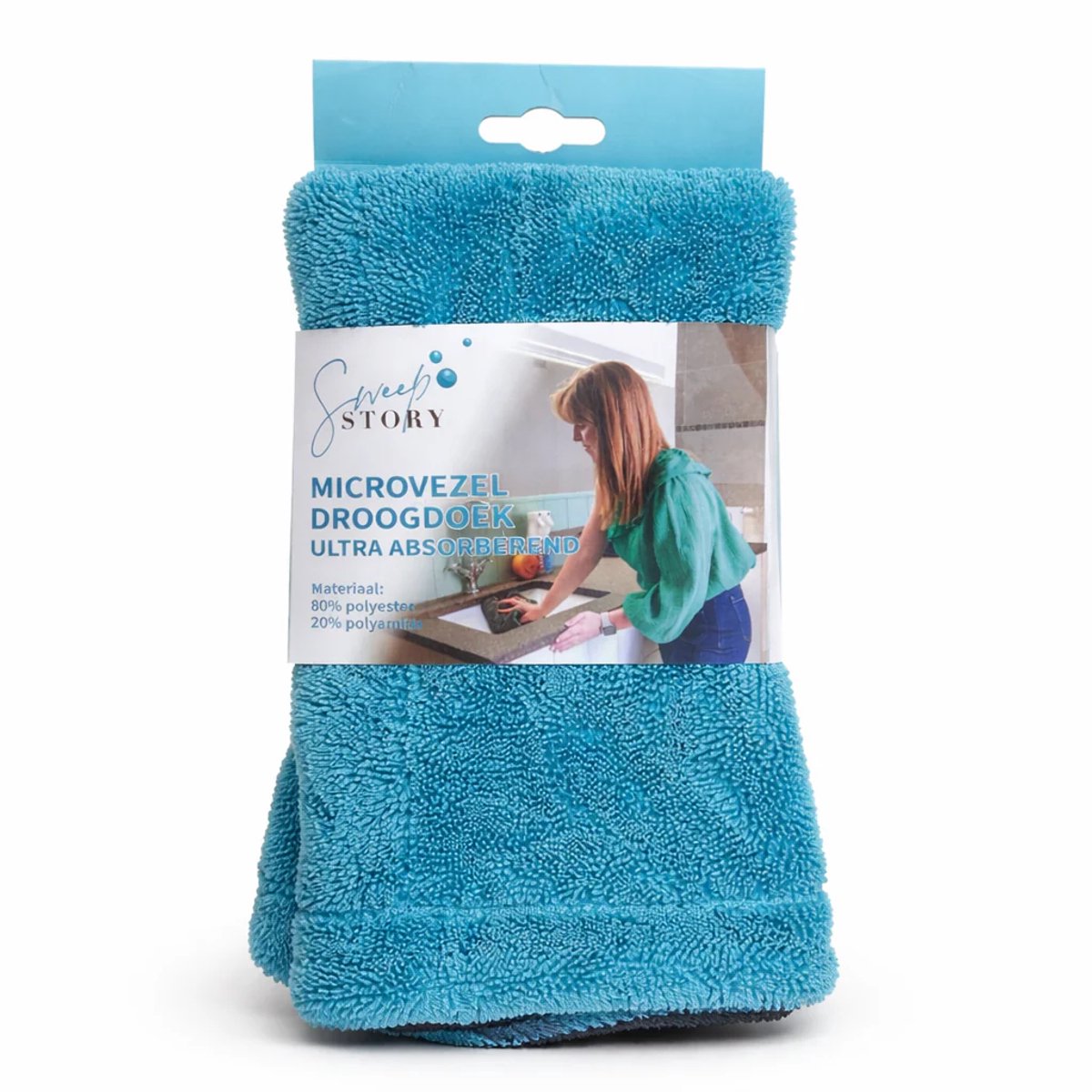 Sweep Story Schoonmaakdoek - Droogdoek - huishouddoek - watermagneet - Blauw/Grijs - 40x60 cm