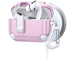 Telestore - AirPods Pro 3 Carbon hard case cover - Carbon hybride roze hoesje Beschermhoes - AirPods pro 3 Cover - hoesje geschikt voor Apple Airpods pro 3 - roze - Carbon hard cover - met MagSafe functie