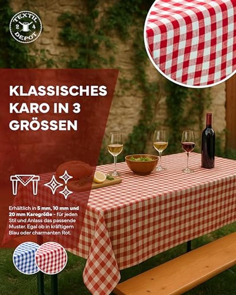 Landhaus tafelkleed 110 x 140 cm rood-wit geruit van 100% katoen