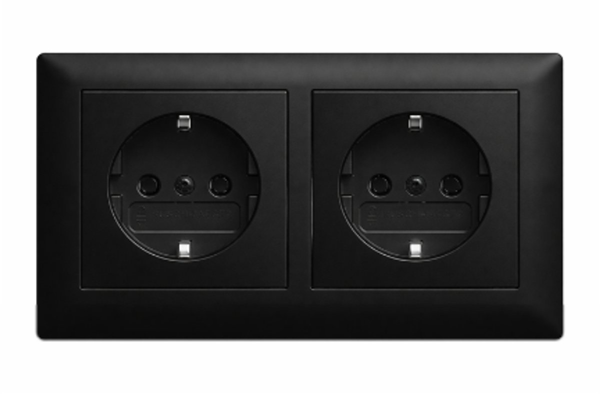 Busch-Jaeger - Stopcontact - Inbouw Wandcontactdoos Set 2 Mat zwart