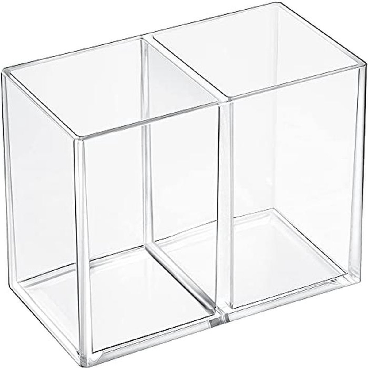 Transparante Acryl Make-up Organizer met 2 Vakken voor Schrijfwaren en Cosmetica
