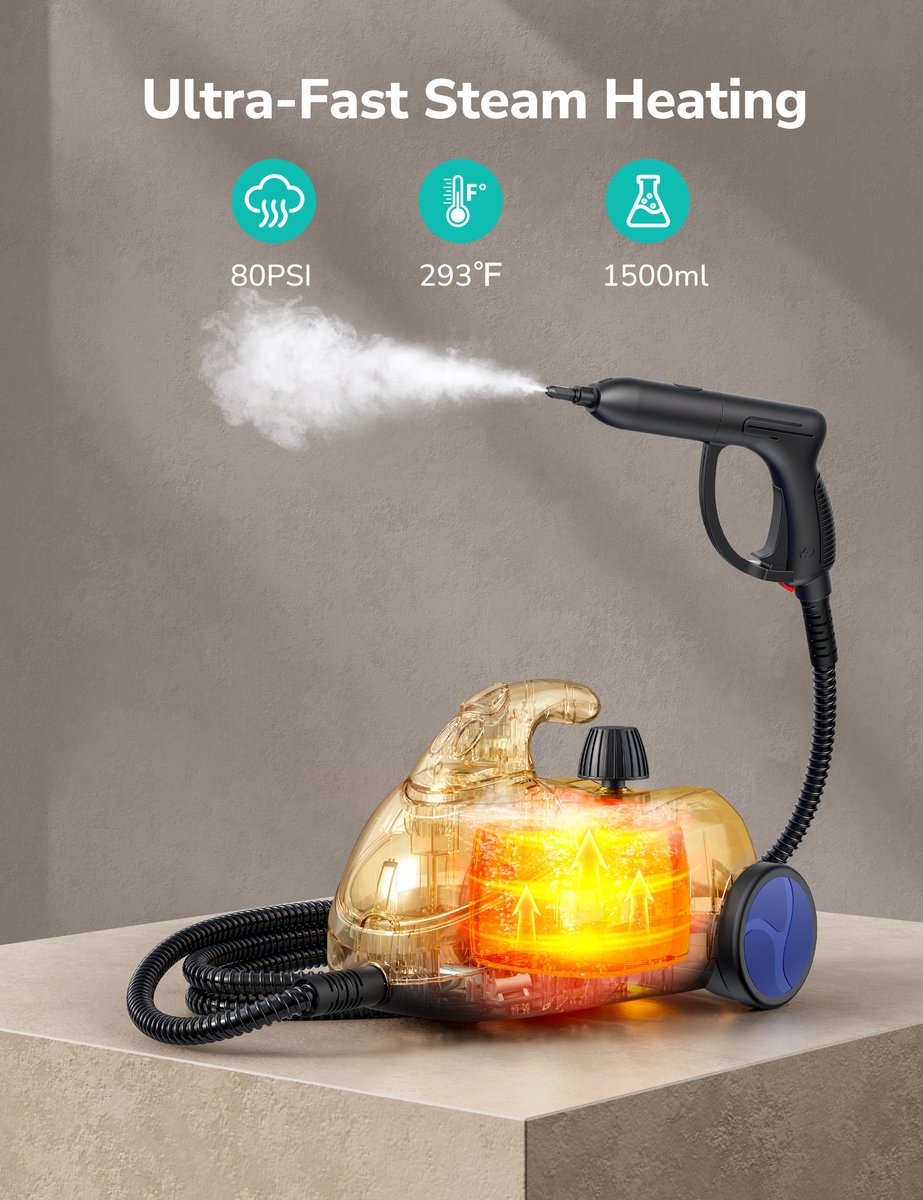 Aspiron AS-CA042 Stoomreiniger - 80 PSI, 145°C stoom thumbnail 3