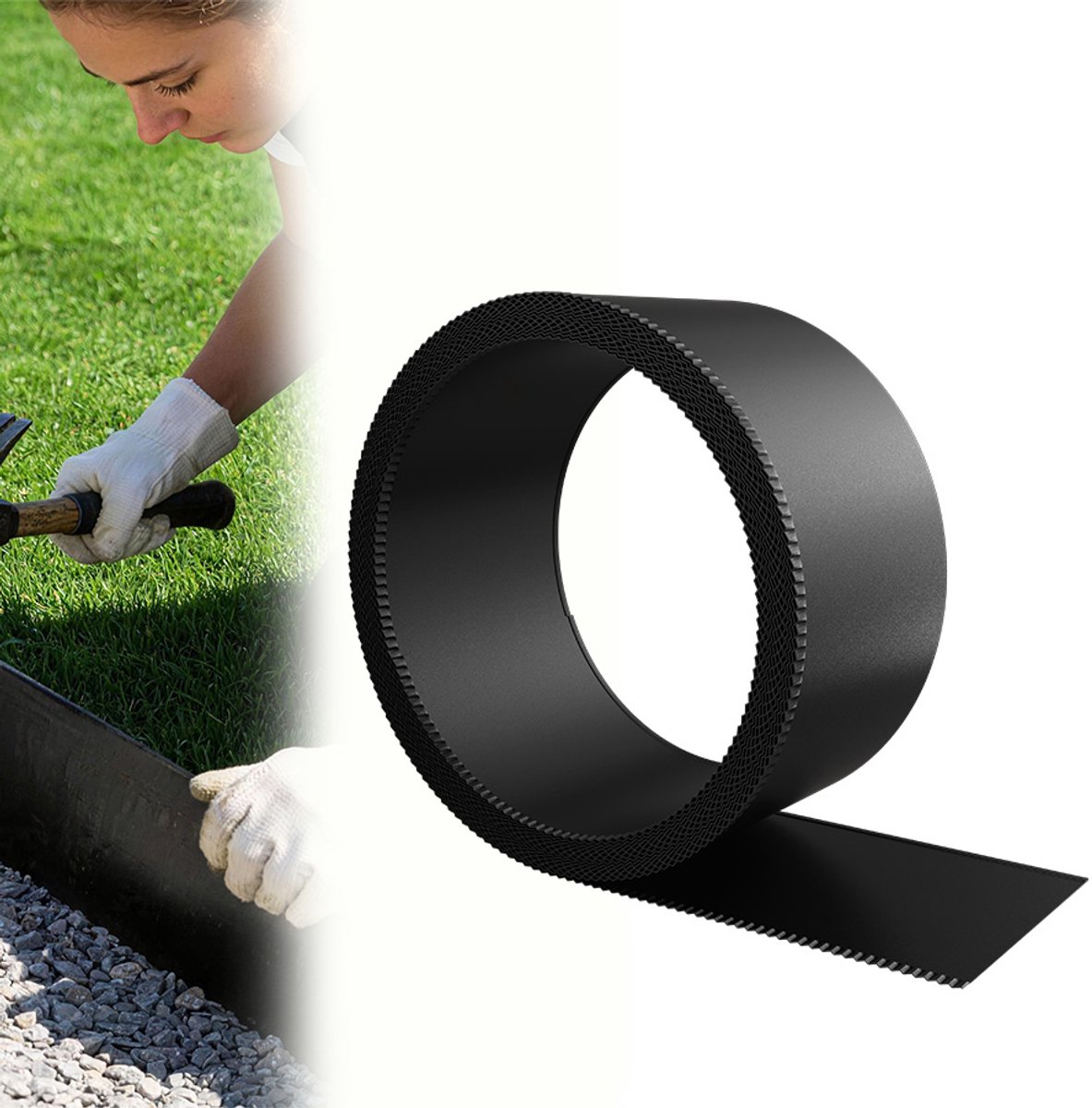 Aufun metalen gazonrand – 15 meter – hoogte 15 cm – zwart – voor tuin, binnenplaats en bloembedden