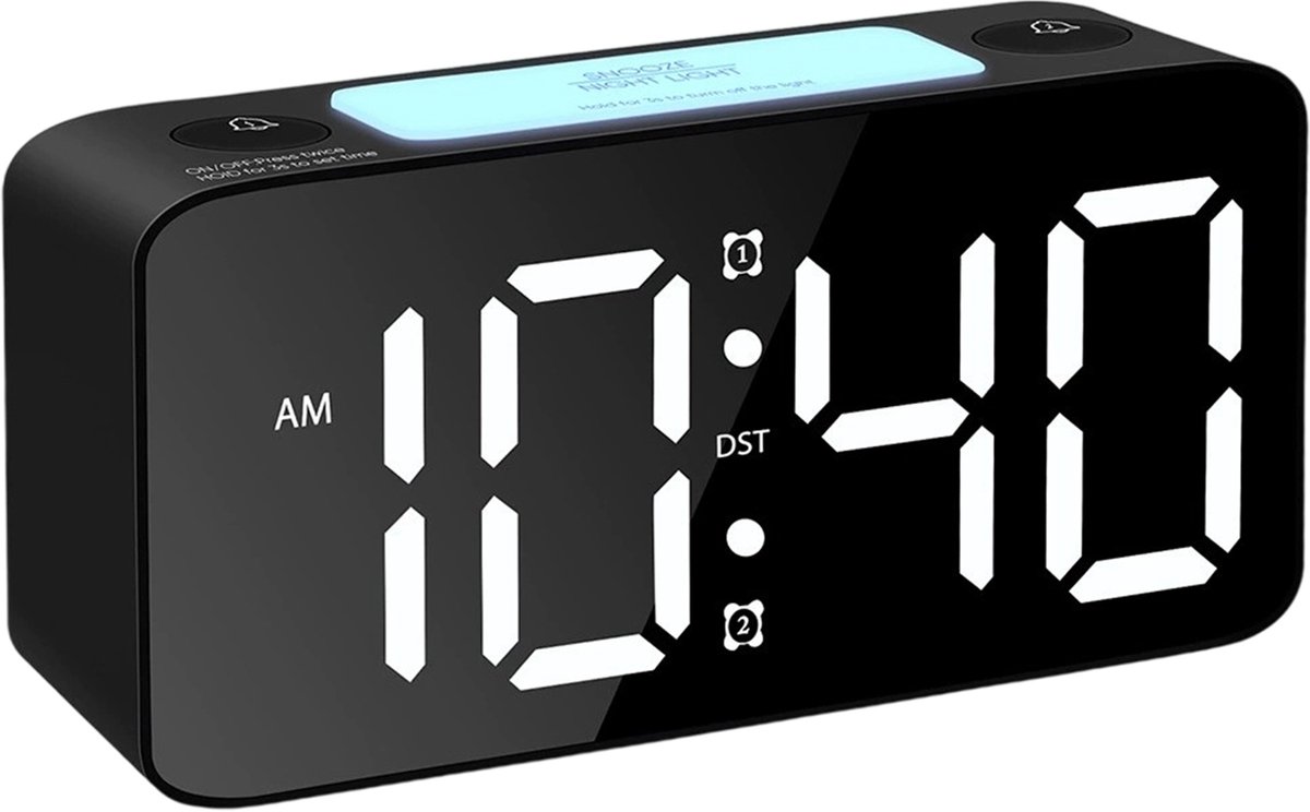longziming -Extra luid digitaal alarm voor zware slapers – 7-kleuren nachtlamp, instelbaar volume, USB-oplader, slaapkamerwekker, geschikt voor kinderen en tieners – zwart