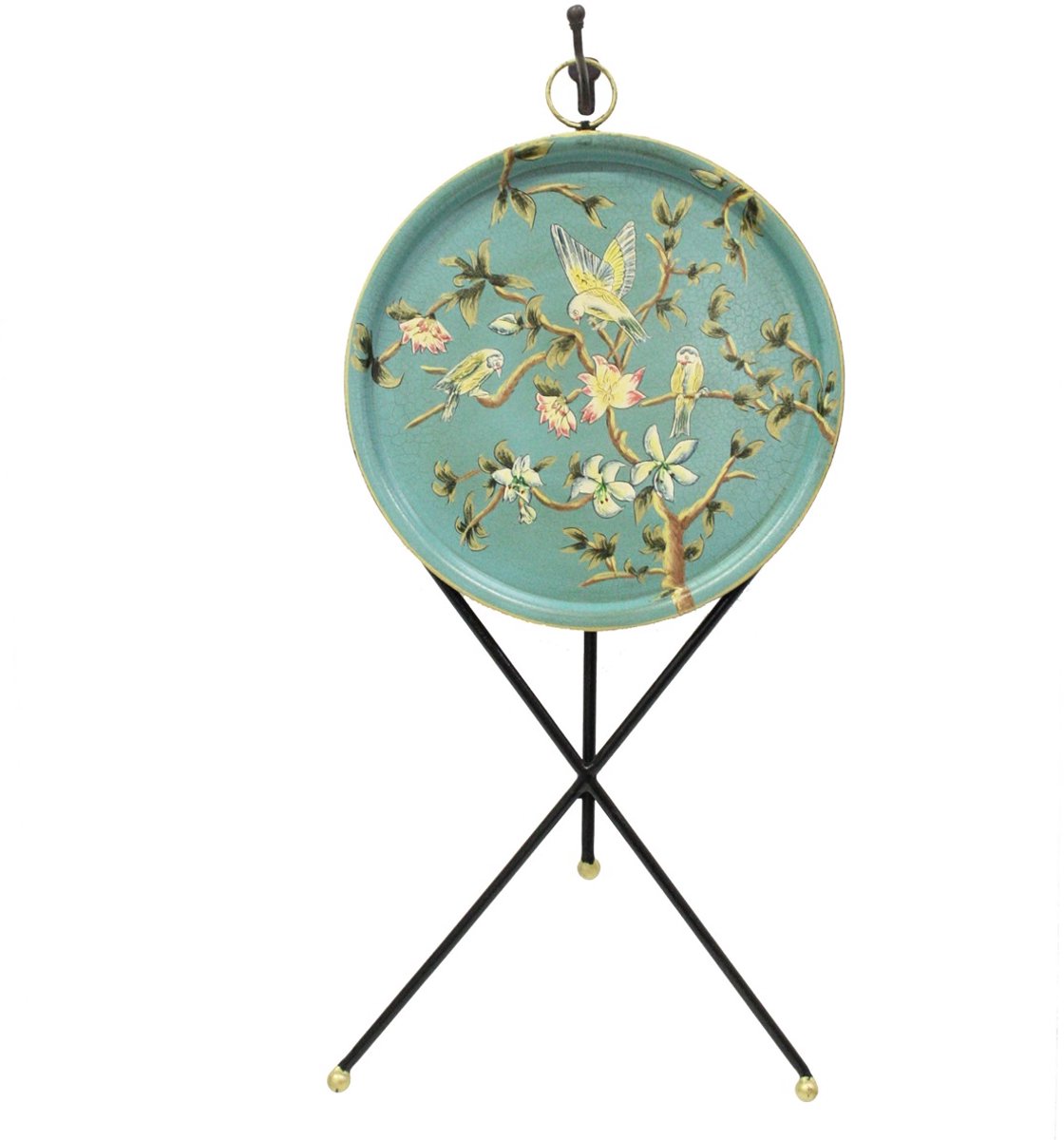 Meander Driepoot tafel rond Vogel turquoise Zie foto