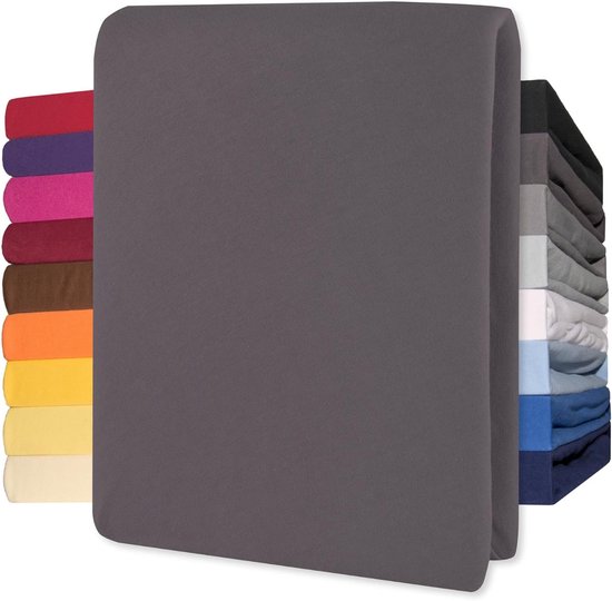 Lucina Hoeslaken Jersey Katoen Stretch 30cm Hoge Hoek - antraciet 140x200cm - 160x200cm