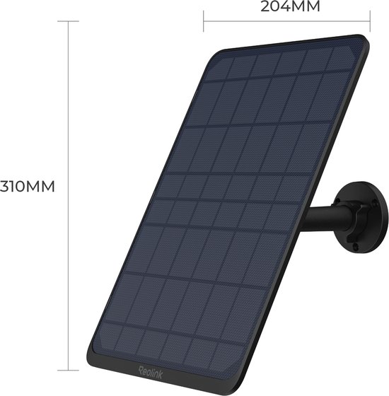 Reolink 12W Zonnepaneel Zwart, Continue Stroomvoorziening voor Draadloze Buitencamera's, Compatibel met TrackMix/Argus PT Ultra/Duo 2/Eco Ultra/3 Ultra, IP65 Weerbestendig, met 4 Meter Kabel & 360° Verstelbare Beugel van Merkloos — afbeelding 2