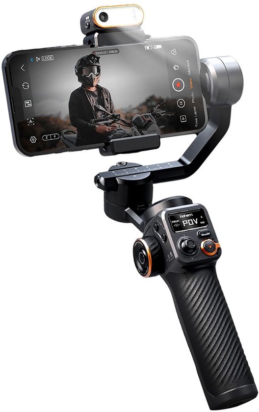 Smartphone Gimbal – 3-Axis Stabilizer – AI Auto Tracking – Magnetische RGB Lamp – 0.4kg Load – iPhone & Android – Vlogging & Livestream