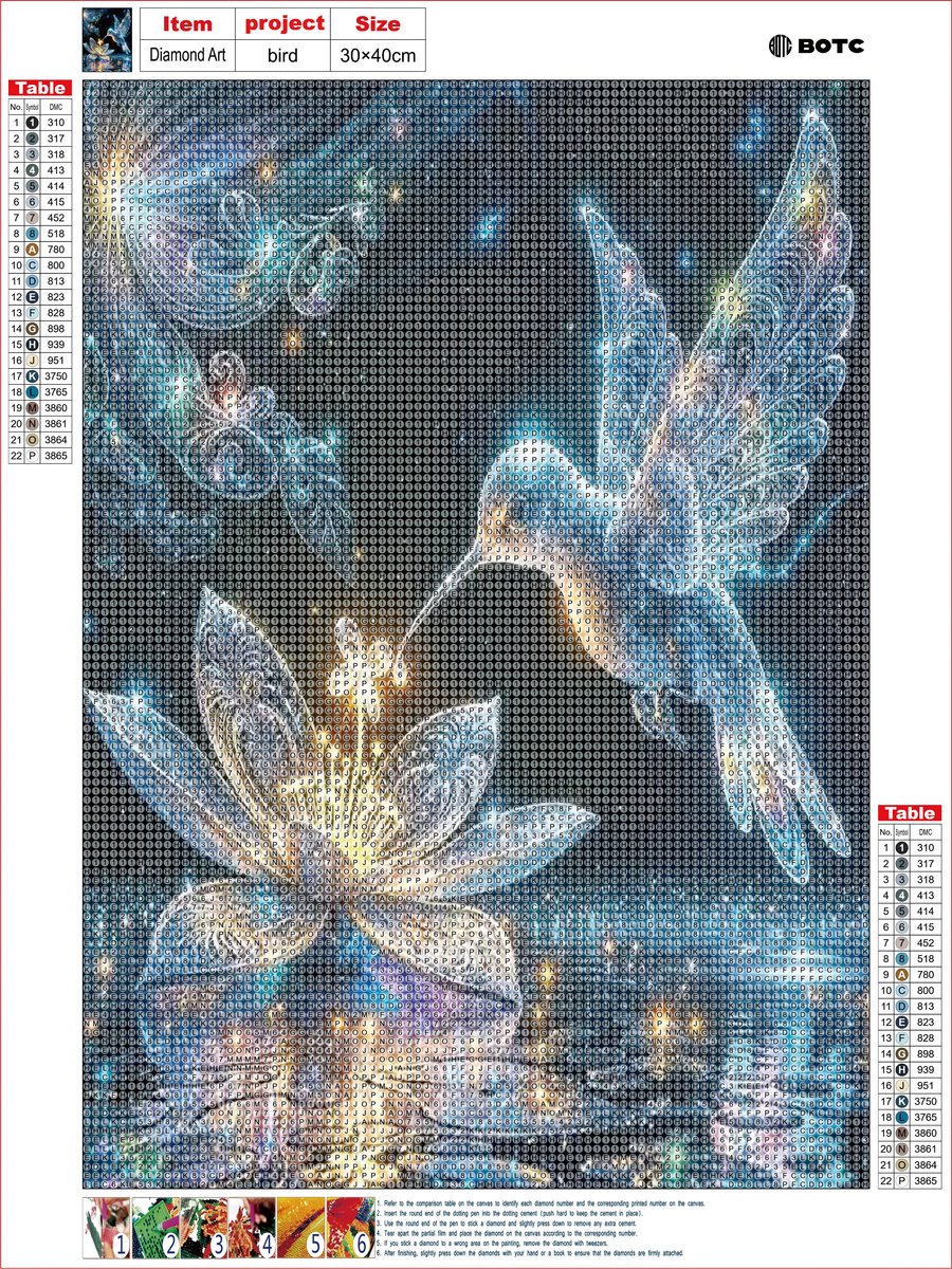 BOTC Diamond Painting Volwassenen - Diamond Painting Kinderen - Diamond Painting Pakket Volledig - Vogel - 30x40CM — afbeelding 7