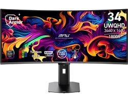 MSI MPG 341CQR QD-OLED X36 - Curved UWQHD Gaming Monitor - 360hz - 34 inch - USB-C PD 98W - DisplayHDR True Black 500 - OLED Care 3.0
