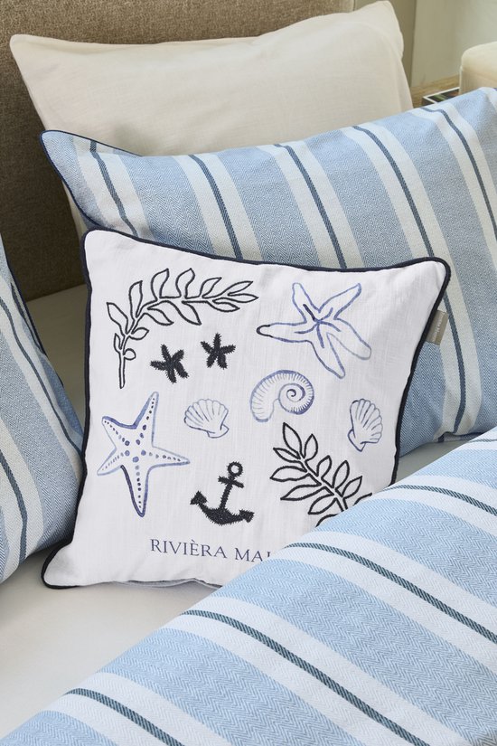 Rivièra Maison Silvan dekbedovertrek - Eenpersoons - 140 x 200/220 cm - Blauw van Riviera Maison — afbeelding 4