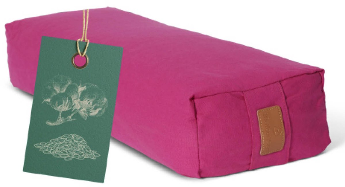 #DoYourYoga - Hoekig Yoga bolster - »Paravati« - Meditatiekussen met bio-organische Spelt vulling - L67 cm & diam.13 cm - roze