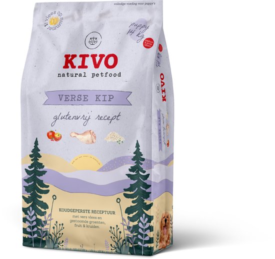 Kivo Petfood- Puppybrokken Verse kip Puppy 14 kg - Glutenvrij