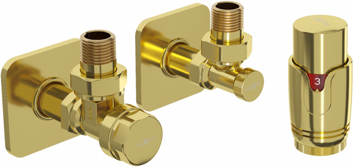 Mexen G00 hoek thermostaatset met S-afdekking, goud - W901-900-909-50