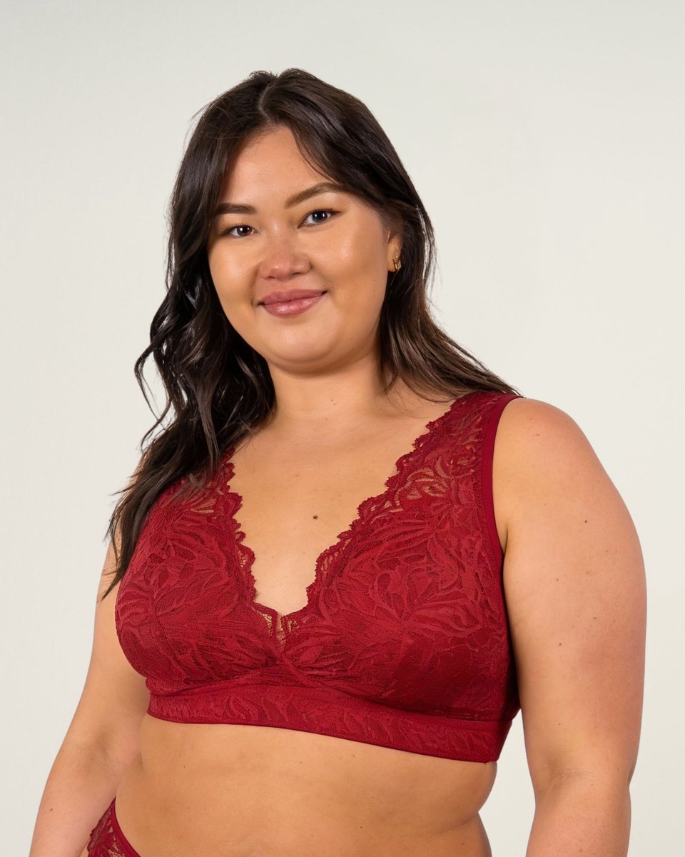 Moodies menstruatie ondergoed - Bralette lace - maat XXL - Rood