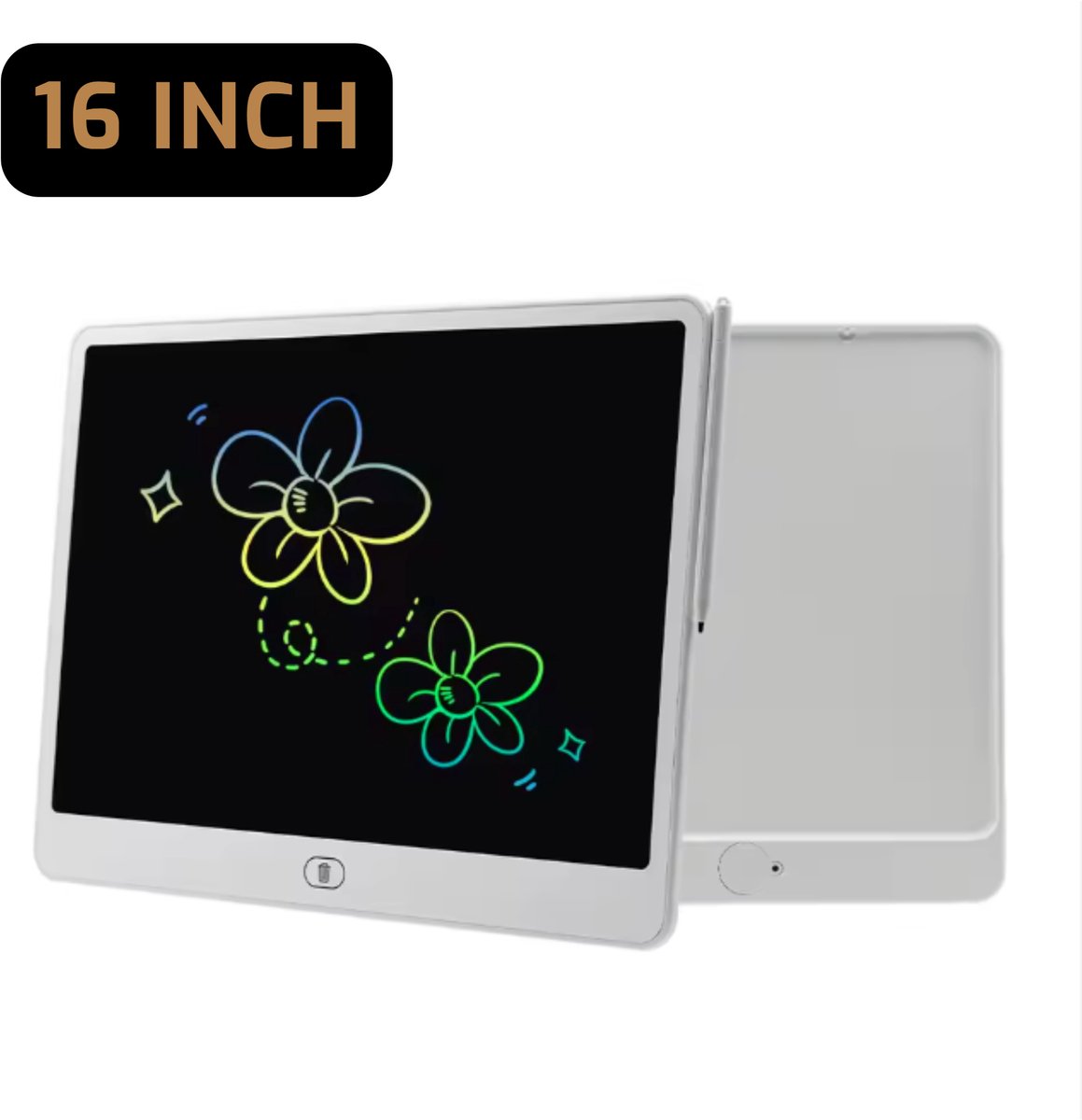 LUKARDIE® LCD Tekentablet 16 Inch - XL Digitaal Tekenbord & Schrijfbord - Wit - Oogvriendelijk & Blauwvrij - Educatief Speelgoed - Inclusief Stylus - Cadeau voor Kind