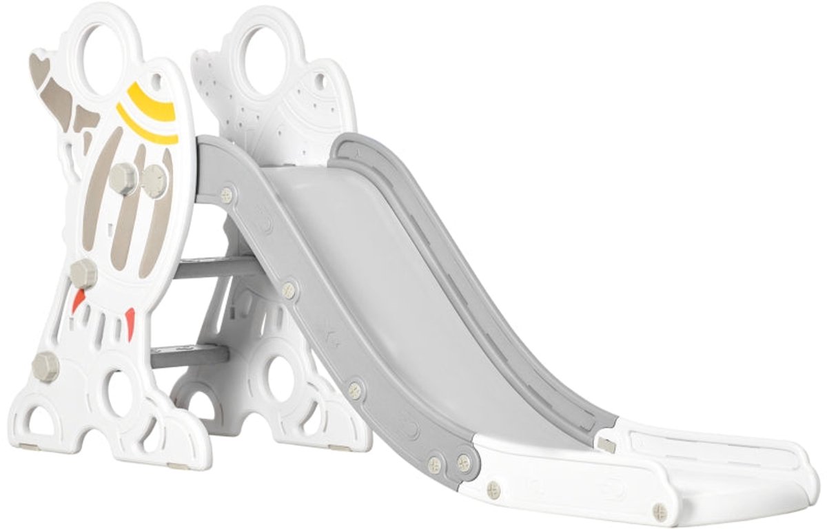 Merax Kinderglijbaan in Rakettenstijl – Met Stickerset – Voor Peuters 1,5–3 Jaar – Grijs – 157×46,5×80 cm