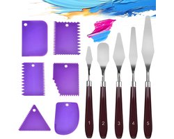11-delige - Schilderpaletmes Set - Paletmes - Schilderschrapers - 5 paletmessen + 6 schrapers - multifunctioneel kunstgereedschap -…
