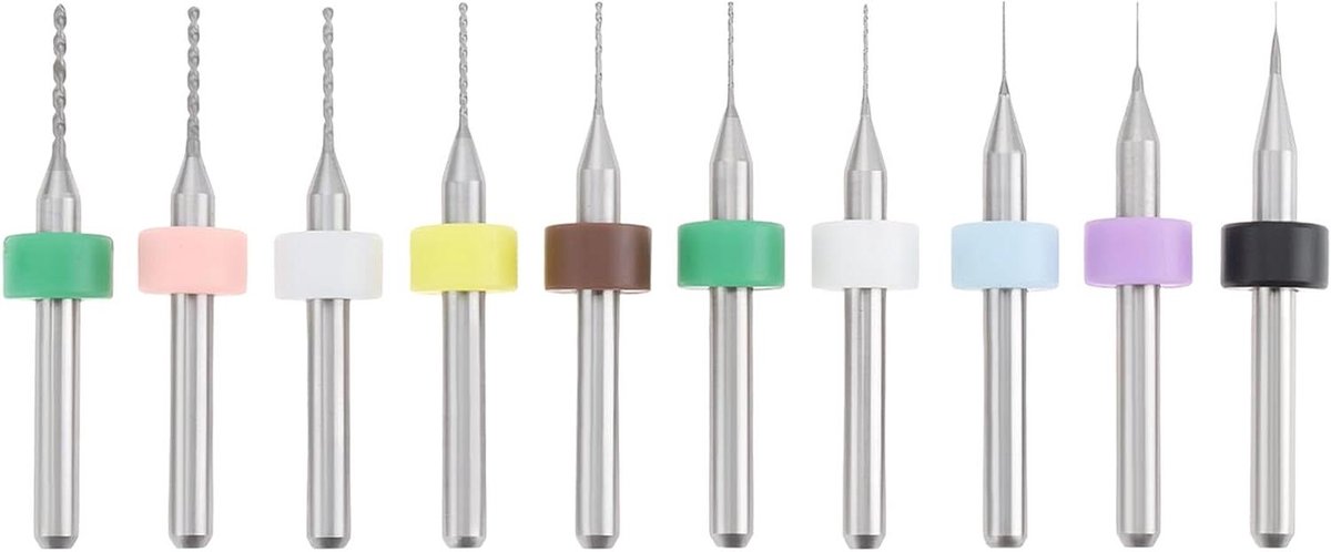 Allecto- Boorset - PCB - Tungsten Staal - Printplaat - Carving en Onderhoud - Horloge - Geschikt voor - Zwart en zilver - 1 Set van 0.1-1.0mm PCB Tungsten Staal Carving en Onderhoud Boren Geschikt voor Printplaat Carving en Horloge Onderhoud