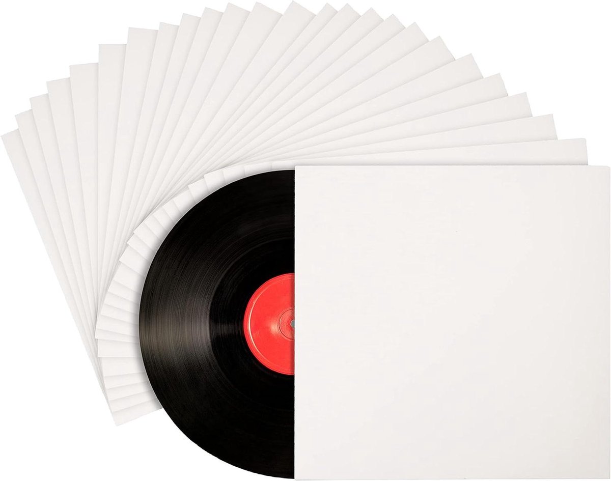 Allecto - Vinyl Platen Hoezen - Buiten Beschermhoezen - 12-inch Formaat - LP - Wit - Knutsel - 25 Pak - L31 x B31cm - Zuurvrij - Geschikt voor LP's - Blanke Hoesjes voor Platen.
