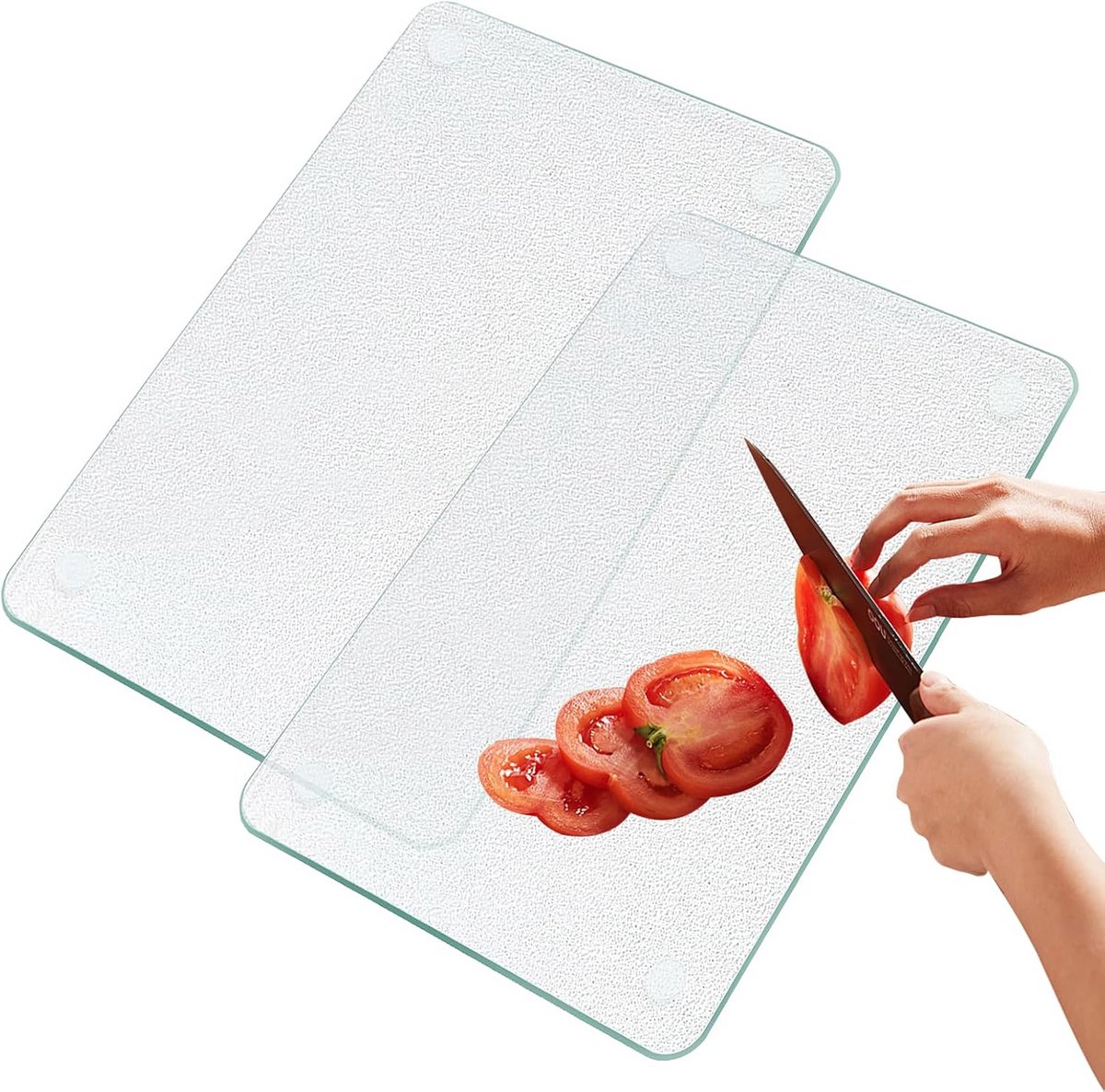 Transparante Glazen Snijplank Set (2 stuks) - 30x20 cm - Antislip