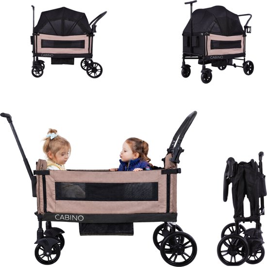 Cabino Waggie Bolderkar Opvouwbaar Met 2 Zitjes - Inclusief - Cabino - €199,99